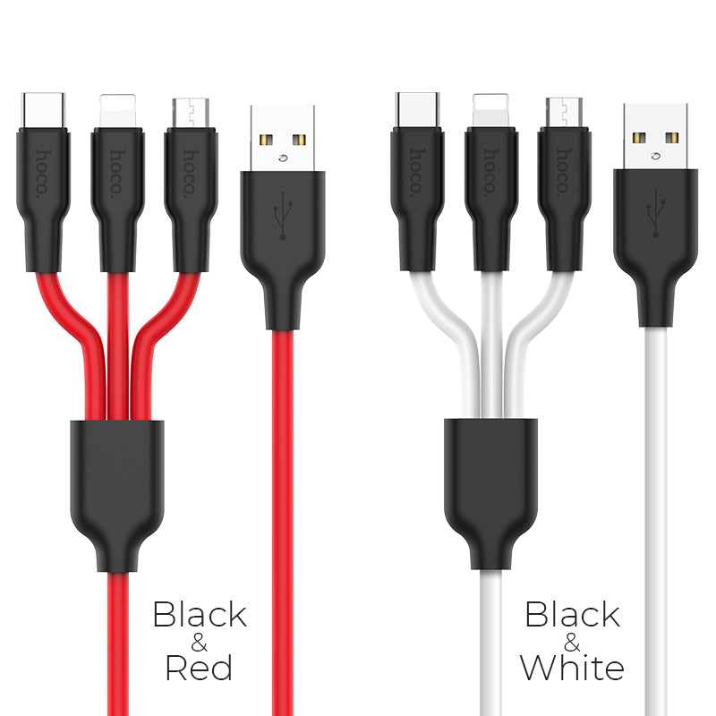 Cable USB to Lightning Micro-USB Type-C «X21 Silicone» charging wire
