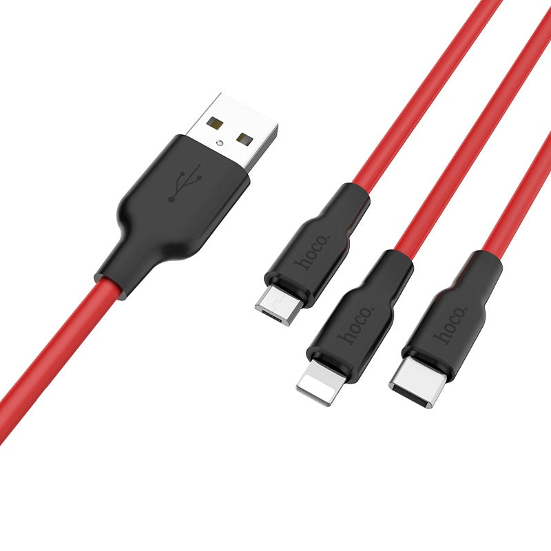 Cable USB to Lightning Micro-USB Type-C «X21 Silicone» charging wire