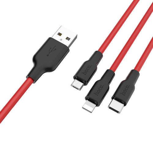 Cable USB to Lightning Micro-USB Type-C «X21 Silicone» charging wire