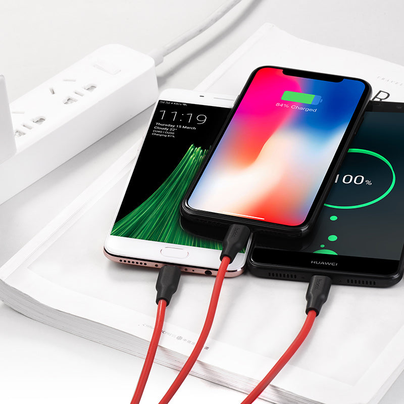 Cable USB to Lightning Micro-USB Type-C «X21 Silicone» charging wire