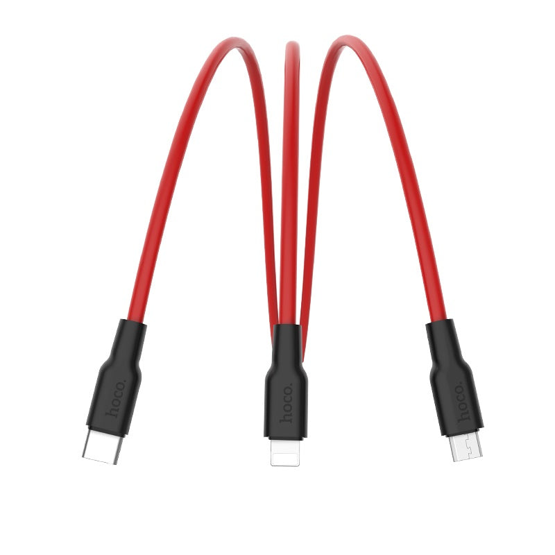 Cable USB to Lightning Micro-USB Type-C «X21 Silicone» charging wire