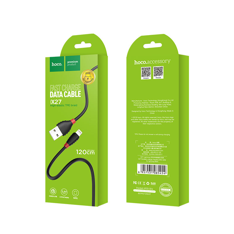 Cable USB to Lightning «X27 Excellent charge» charging data sync