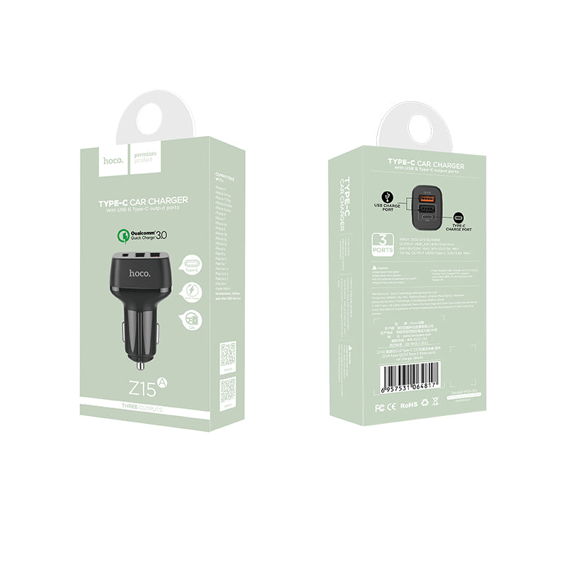 Car charger “Z15A Kuso” Type-C and dual USB outputs