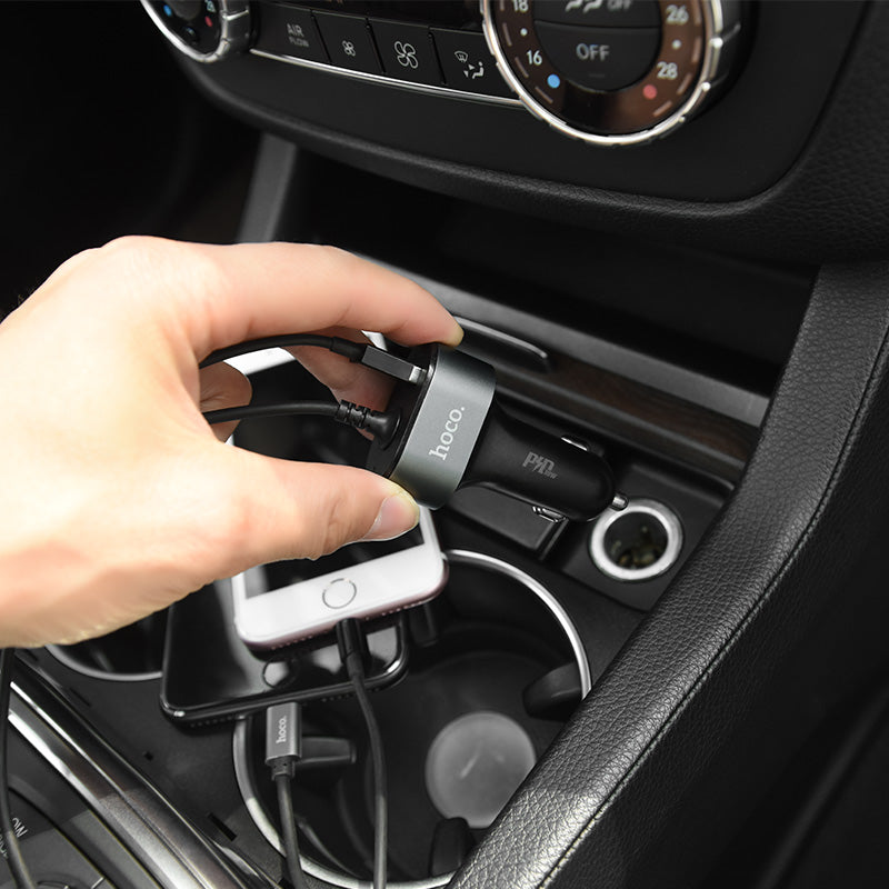 Car charger «Z18 PD» single USB built-in Lightning cable