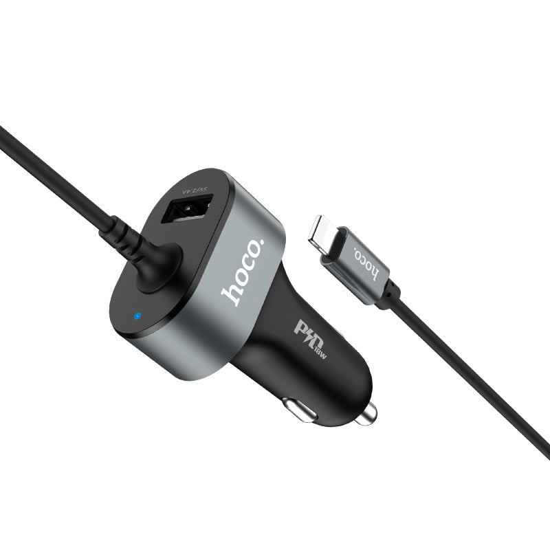 Car charger «Z18 PD» single USB built-in Lightning cable