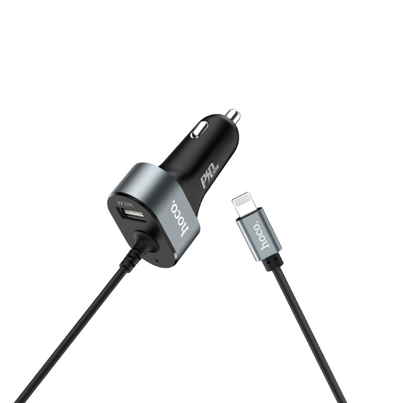 Car charger «Z18 PD» single USB built-in Lightning cable