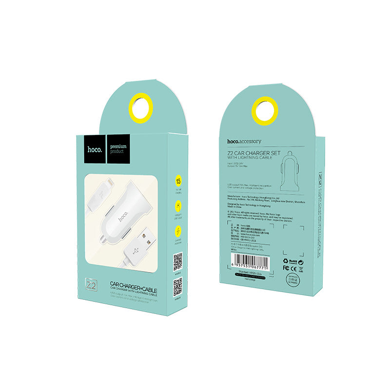 Car charger «Z2» single USB sets with additional cable