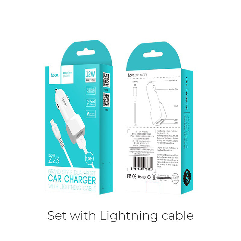 Car charger «Z23 Grand style» charging adapter dual USB ports