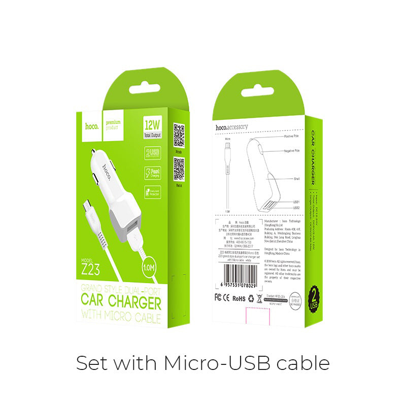 Car charger «Z23 Grand style» charging adapter dual USB ports