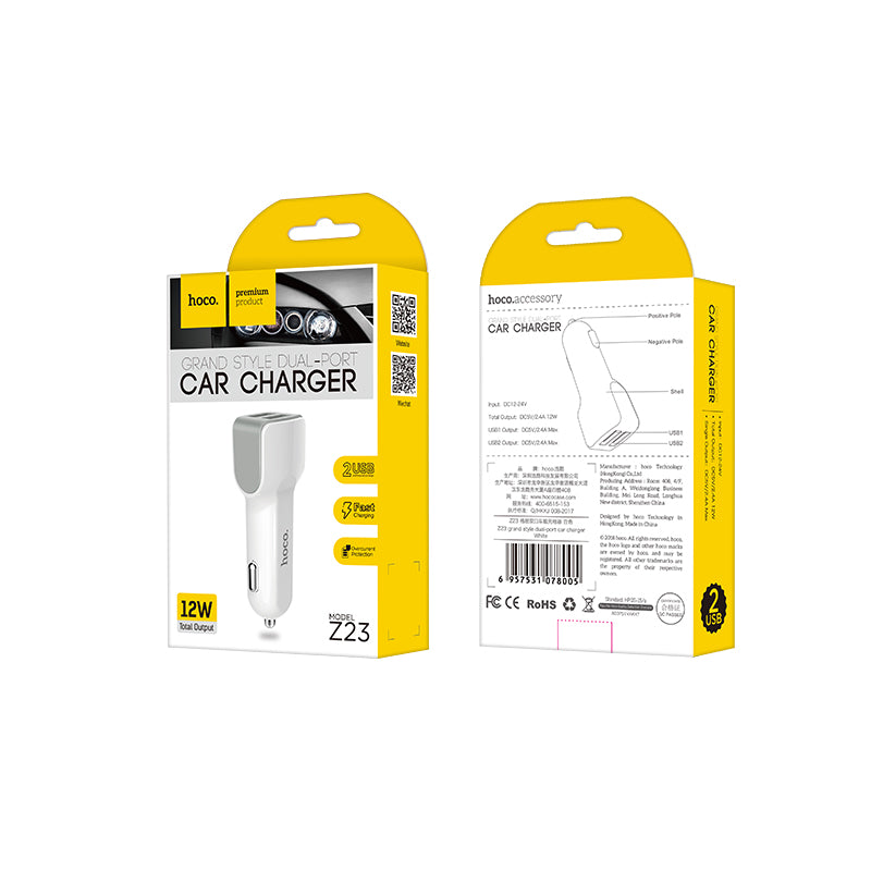 Car charger «Z23 Grand style» charging adapter dual USB ports